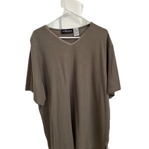 Sag Harbor Top Size 2XL Poly Cotton Short Sleeves  Texture Ribbed Olive GREEN